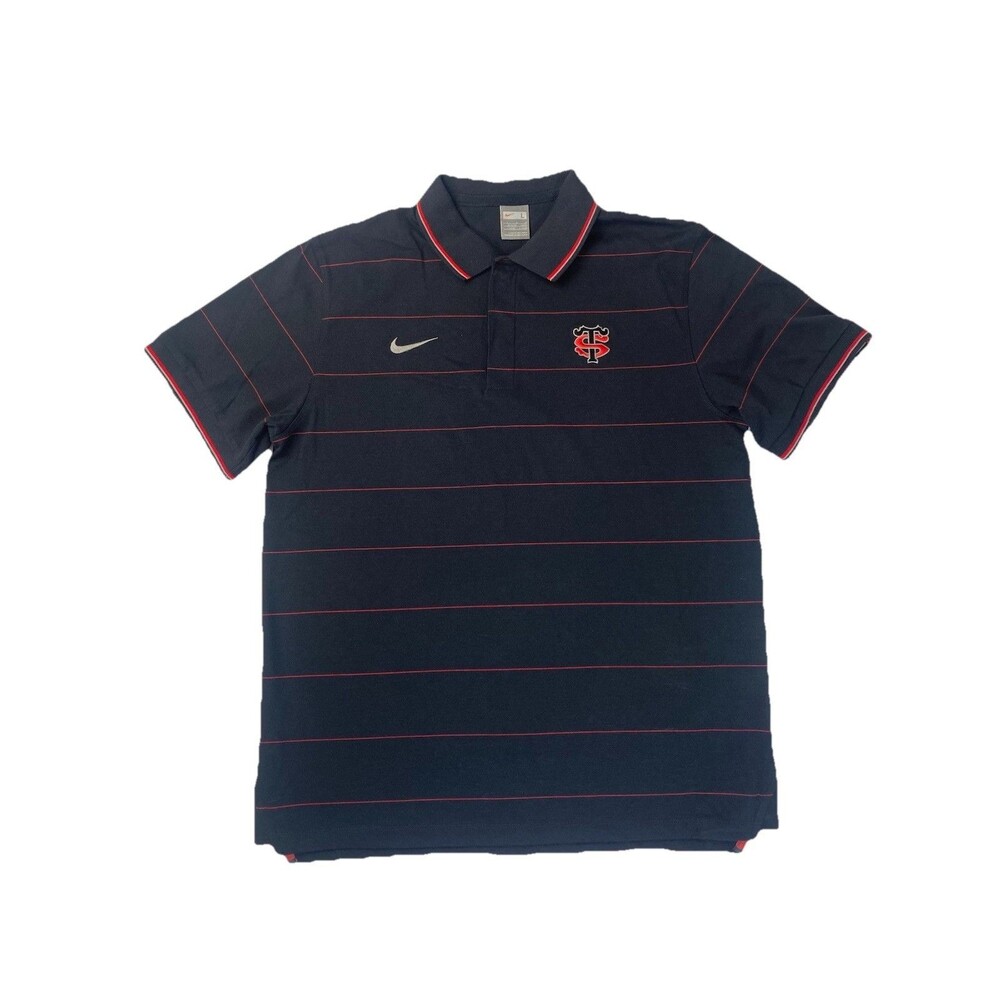 Nike Stade Toulousain Rugby Polo Shirt Collared Short Sleeve Black Size Large L